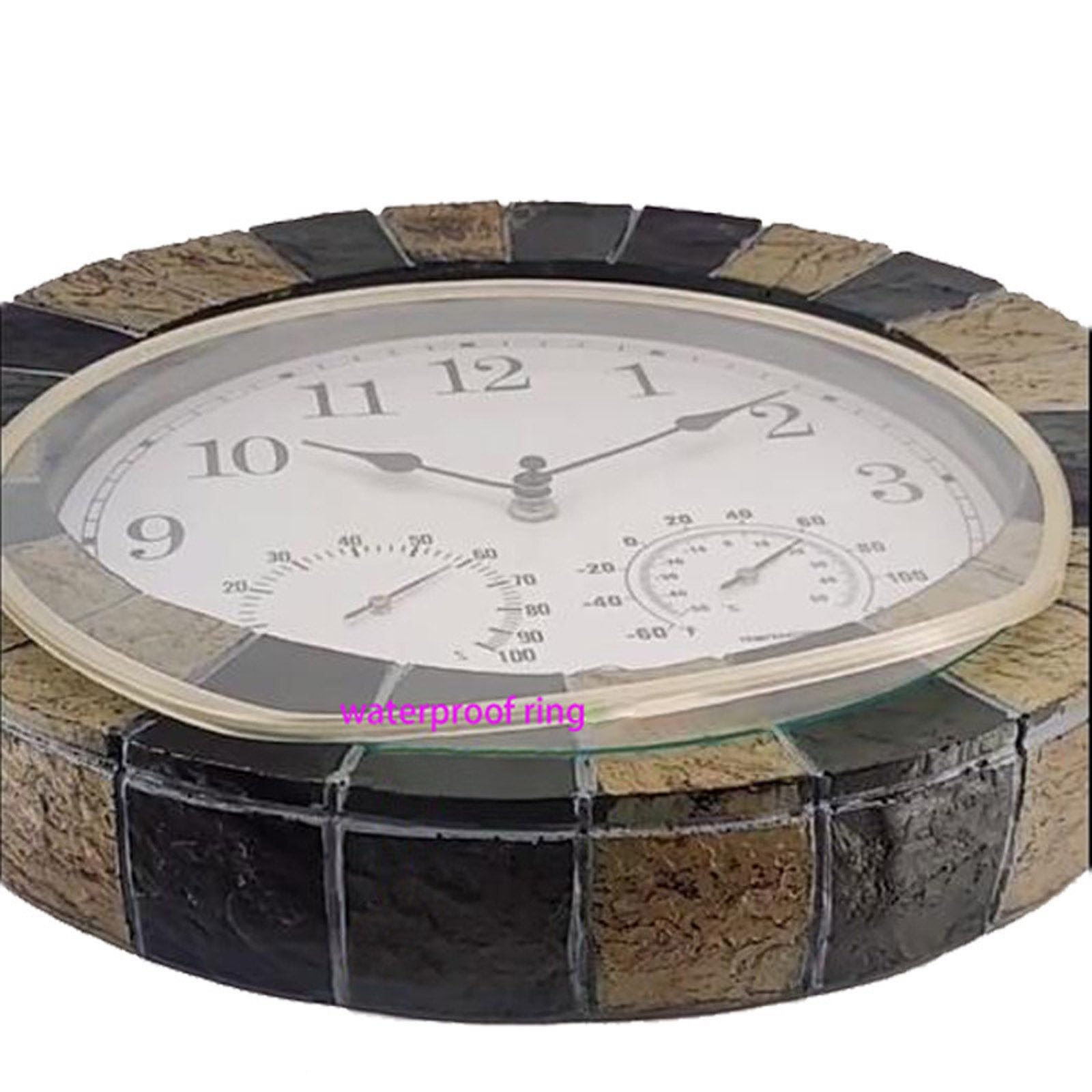 Reloj de pared para interiores y exteriores de 13 pulgadas con temperatura y humedad, funciona con pilas, reloj silencioso para temperatura y humedad del hogar