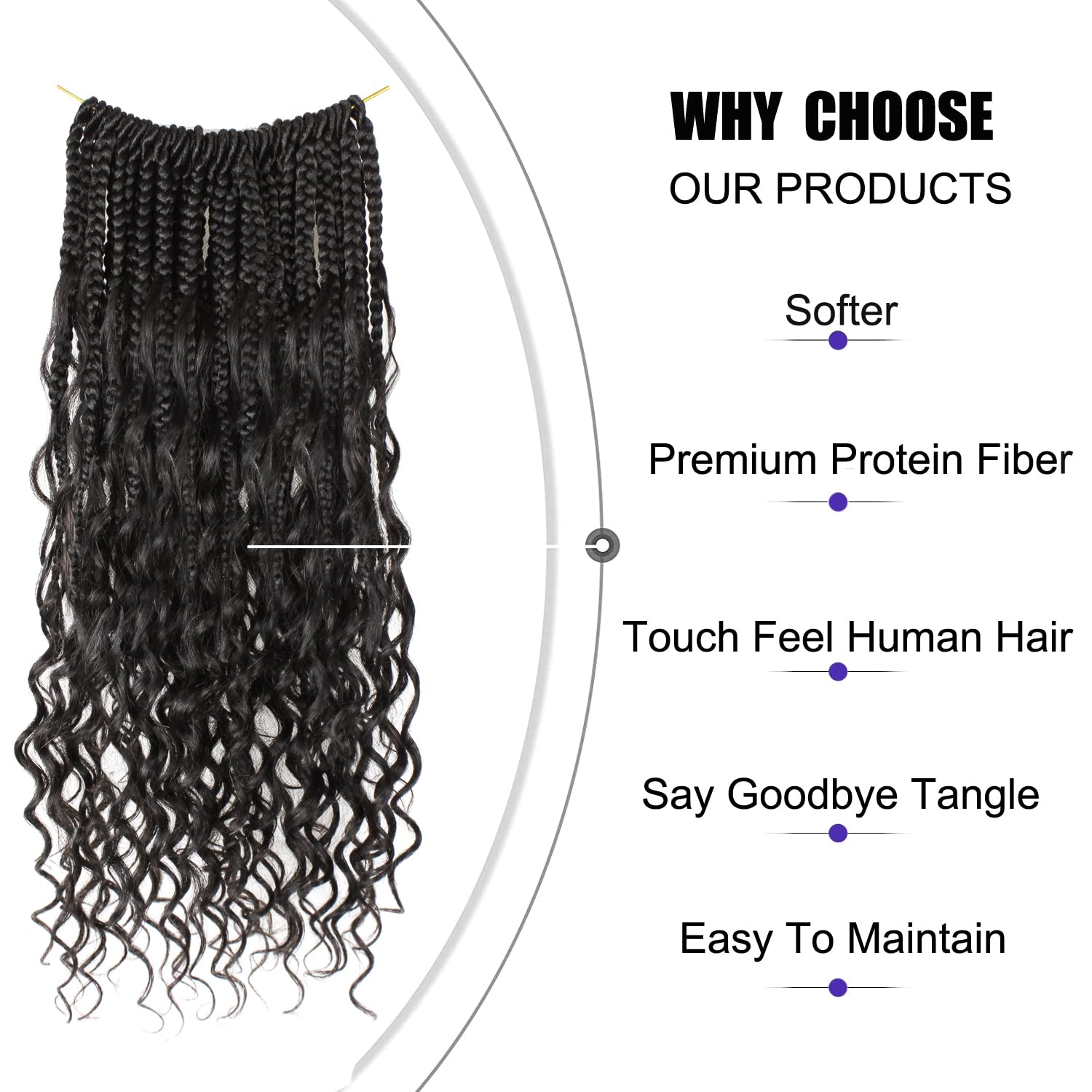 Goddess Box Braids Crochet Hair 14 inch Pure Protein Fiber Close to Human Hair 8 packs Boho Crochet Braids for Black Women Pre looped Bohemian Box Braid with Curly Ends Hair Extensions(14 inch, 1B)