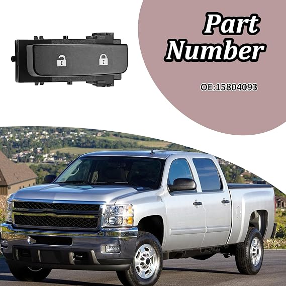 Door Lock Switch, Compatible with 2008-2013 Chevy Silverado 1500, 2008-2014 Chevy Silverado 2500 HD, 2008-2014 SIERRA 3500 etc, Replacement OE# 15804093 (Front Left Driver Side)