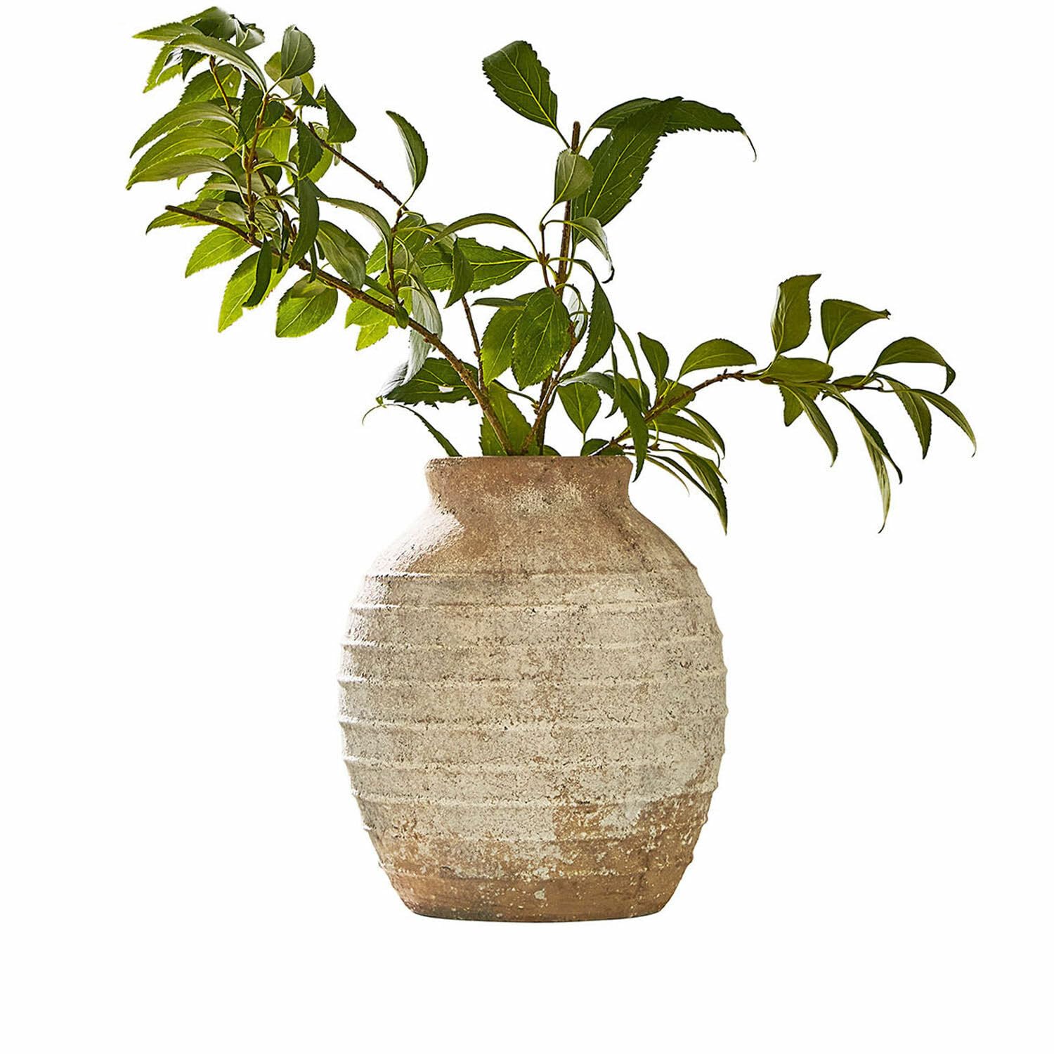 Loberon Sibinna Vase - Dimensions généreuses - pour des Fleurs fraîches ou des Bouquets de Fleurs séchées, Marron/Blanc