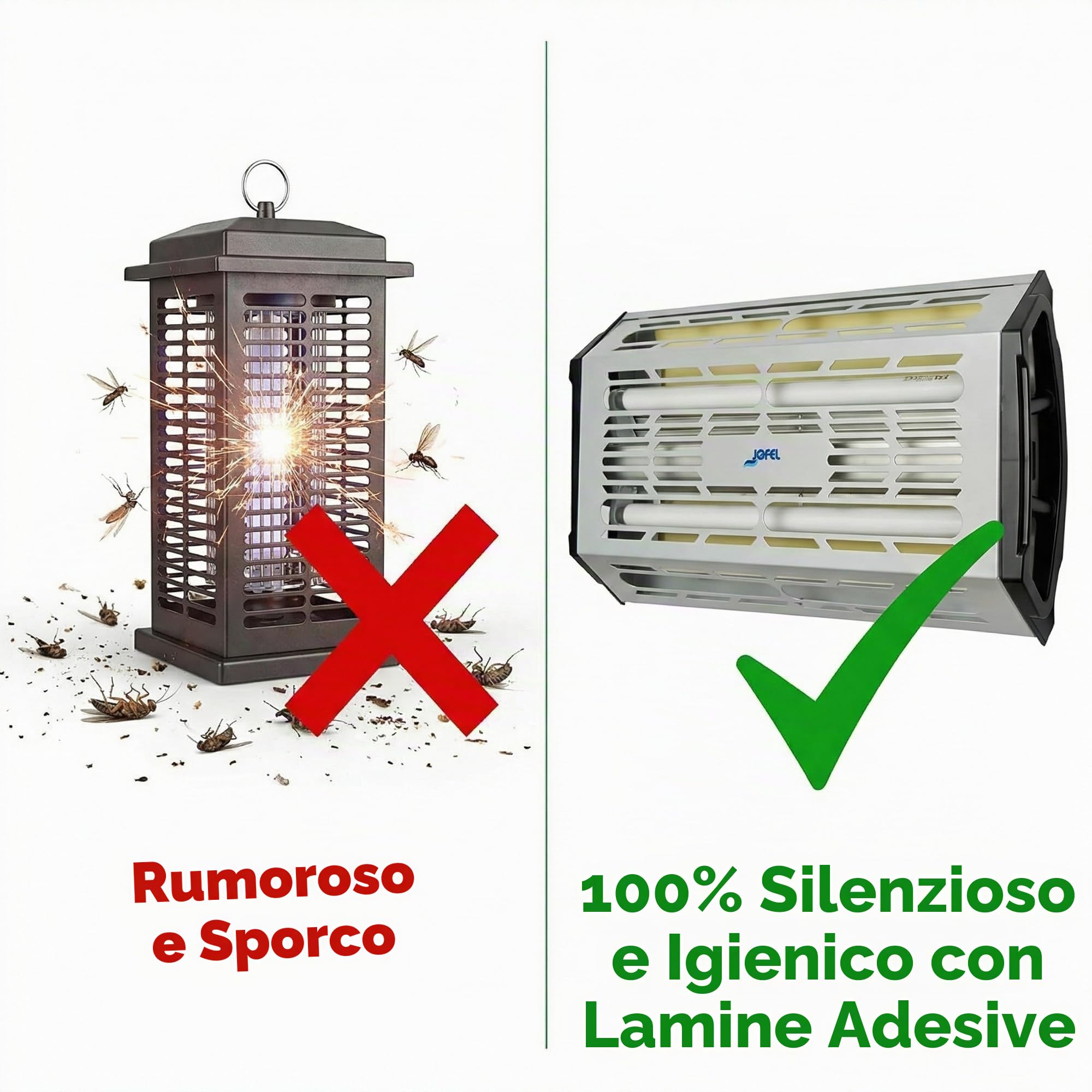 Jofel AJ70000 - Zanzariera con lamelle adesive, 2 tubi di luce LED UV, per attirare insetti, potenza 2 x 15 W (2 tubi)