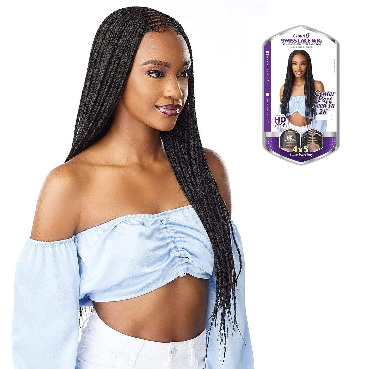 Amazon.com : Sensationnel Cloud 9 4x5 Braid Lace Front Wig CENTER PART FEED  IN 28" (T1B/27) : Beauty & Personal Care