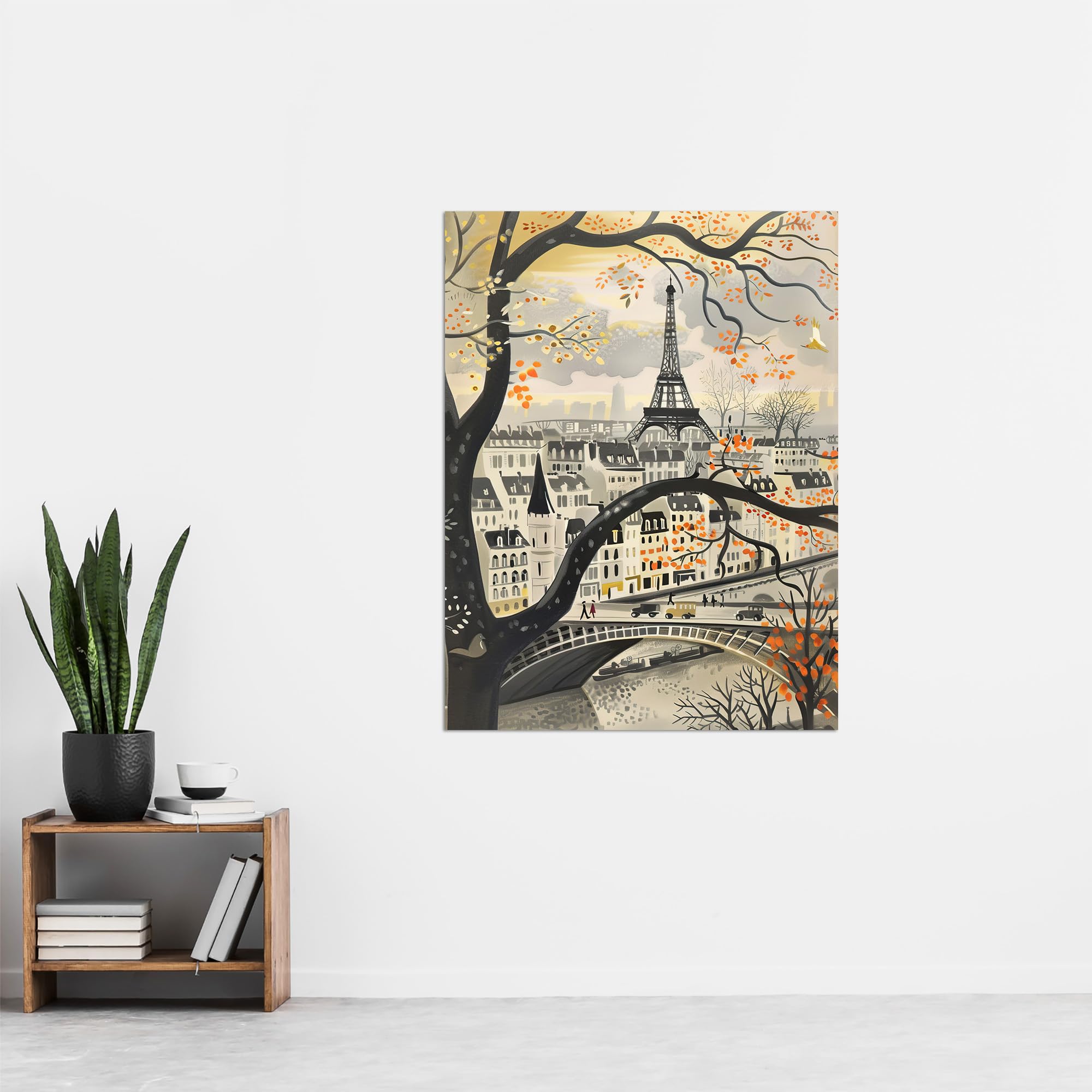Artery8 Vintage Autumn in Paris Cityscape Eiffel Tower Living Room Extra Large XL Wall Art Poster Print, Unframed 24X32", 81L x 61W cm - Image 4