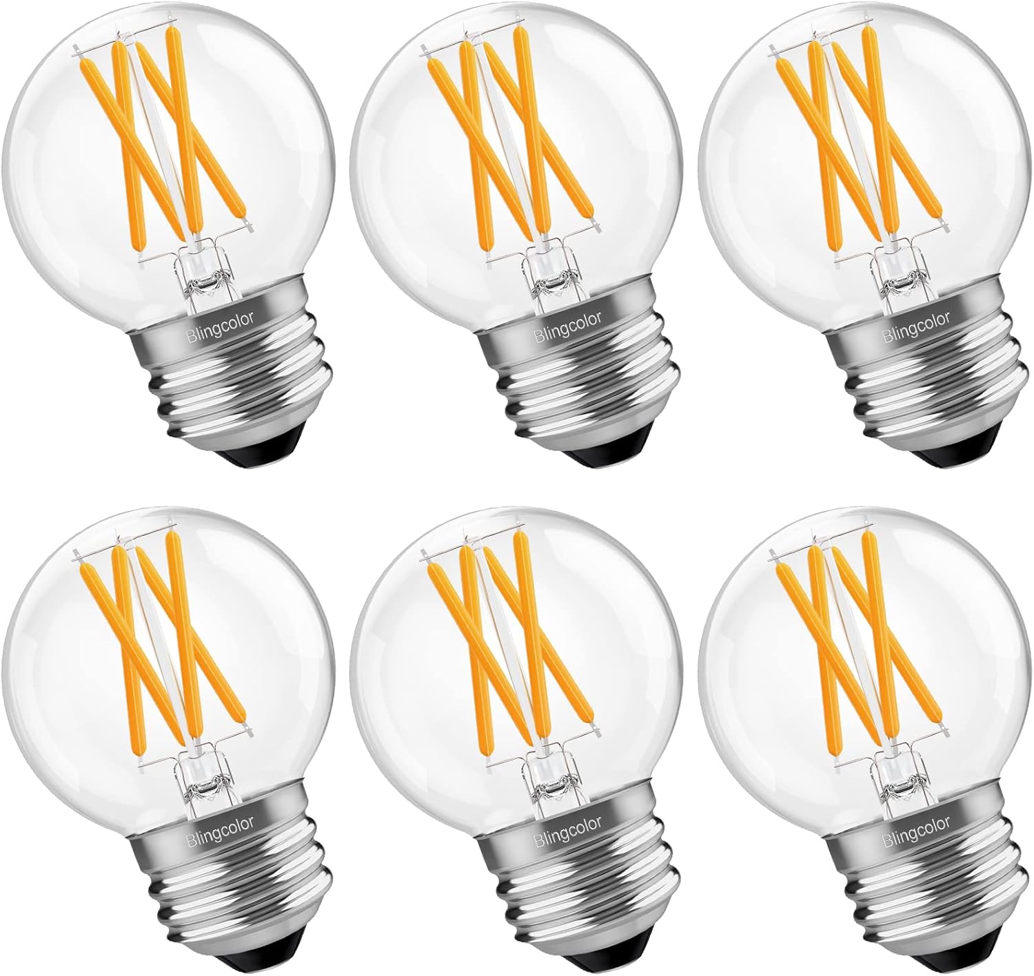 6 PACK G16.5 LED Bulbs 60 Watt, Dimmable 6W G16.5 Globe LED Light Bulb, E26 LED Bulbs 60 watt Equivalent, Warm White 2700K Small Edison bulb for Ceiling Fan, Chandelier, Vanity, CRI80+, AC120V, 600lm
