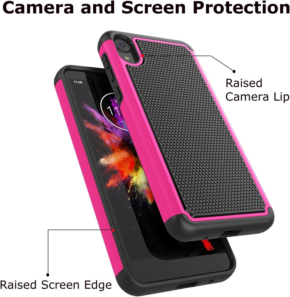 Moto E6 Case, Takfox for Motorola Moto E6 Phone Case Protective Heavy Duty Hard PC Back & Soft Silicone Dual Layer [Ysaturn] Shockproof Reinforced Armor Bumper Phone Case for Motorola Moto E6-Rose