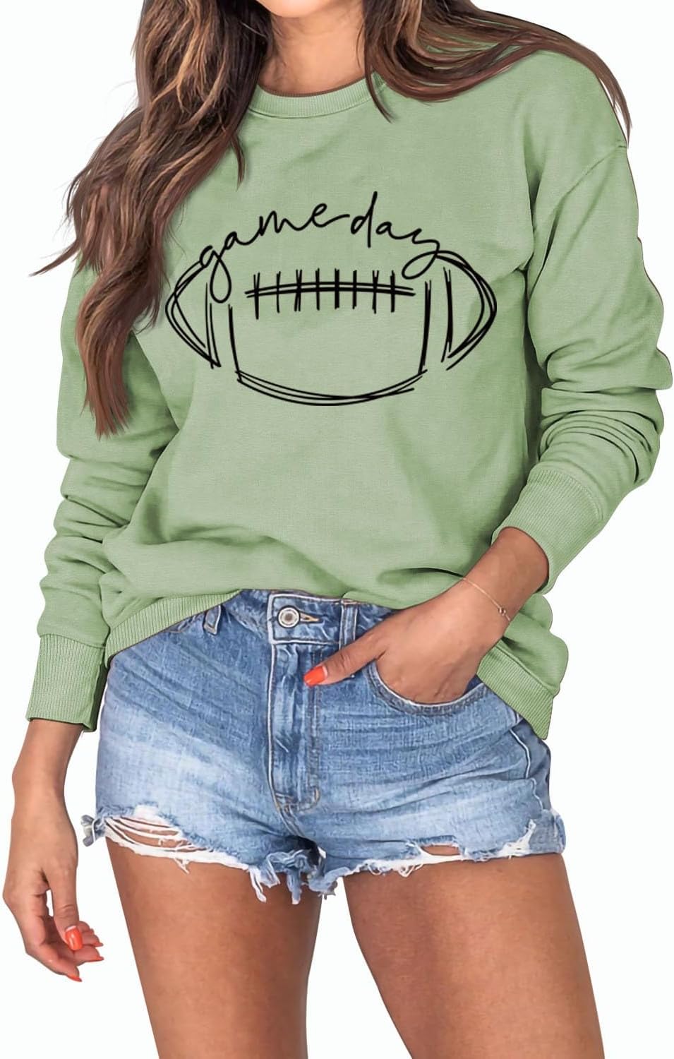 YourTops Women Game Day Sweatshirt Football Game Day Long Sleeve Clothing