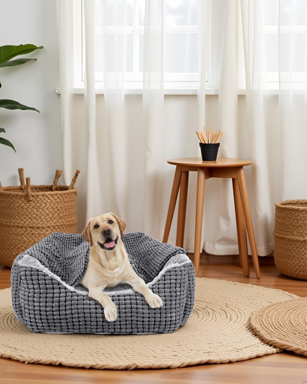 JOEJOY Cuccia per Cani di Taglia Grande, Lettino per Cani Soffice, Cuccia per Cani Rettangolare, Letti per Cani Lavabili Antiscivolo, 89x63.5x23 cm, Adatto per Animali Domestici fino a 27 kg