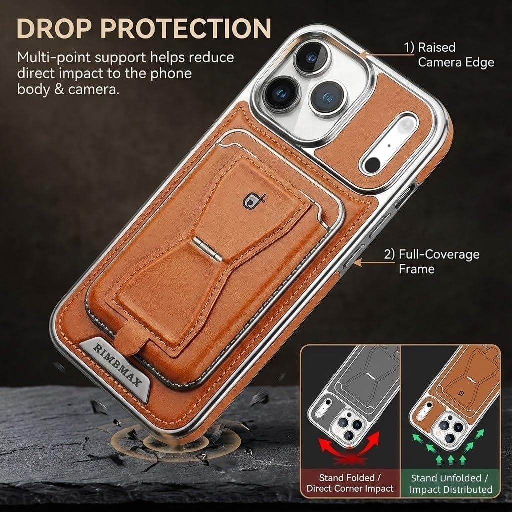 2-in-1 Detachable Magnetic Leather Wallet Case for iPhone 17 Pro Max / 17 Pro / 17 Air / 17, Slim Shockproof Phone Cover with Card Holder & Kickstand, Compatible with MagSafe(Black,17 Pro Max)