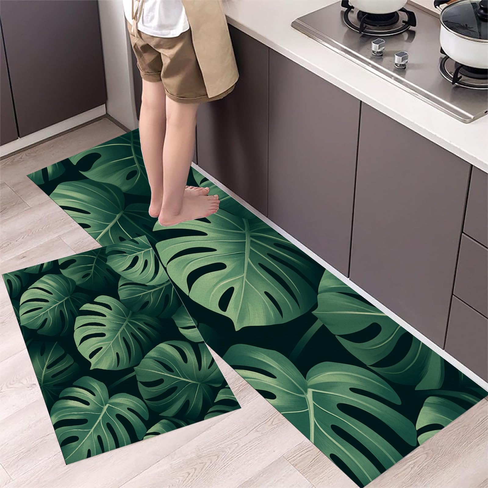 Alfombras de cocina antideslizantes contra resbalones: alfombras lavables de hoja