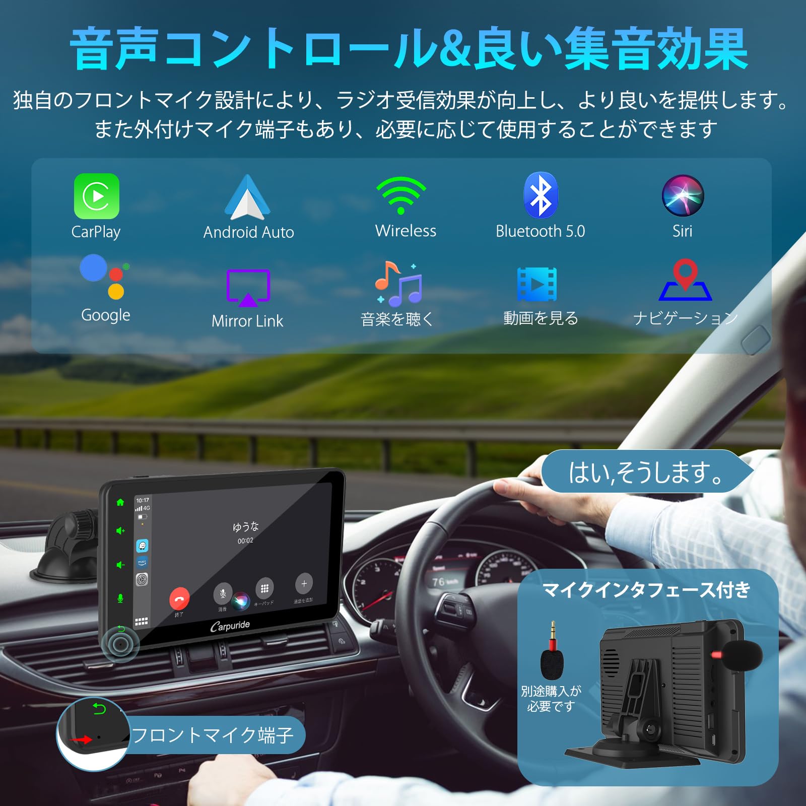 Amazon.co.jp: ポータブル カーナビ Carpuride ディスプレイ カー