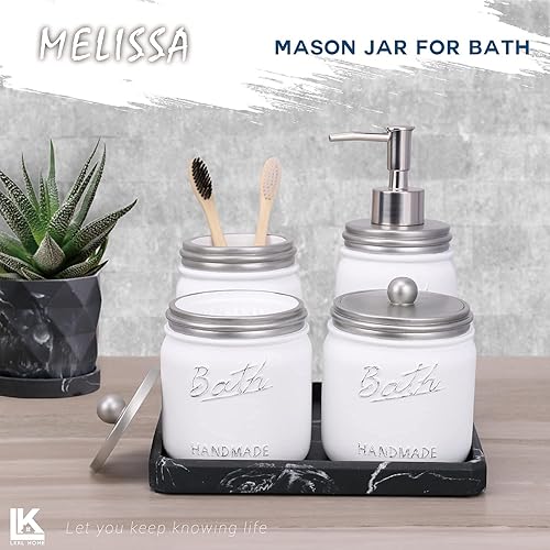 Miniatura 7 de Mason Jar - Juego de accesorios de baño, 5 piezas de soporte para cepillos de dientes de LKKL Mason Jar - Juego de accesorios de baño completo