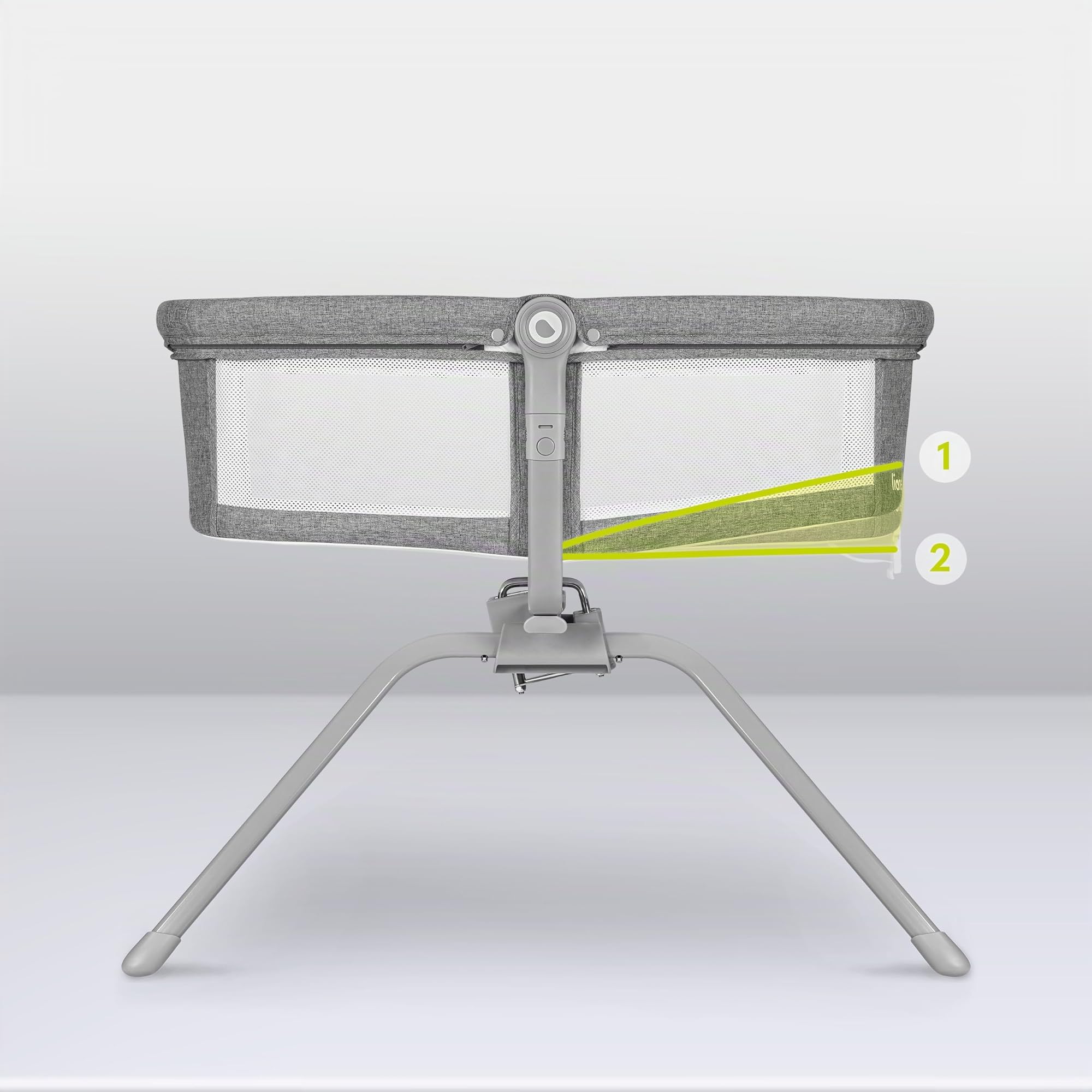 lionelo Malin EVO 3in1 Culla neonato e Lettino da viaggio con materasso per bambini da 0 a 9 kg Leggera e pieghevole Sistema a dondolo Regolazione, Montaggio veloce Lati in rete Cappottina Zanzariera