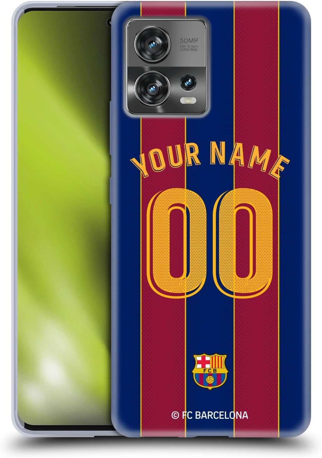 Head Case Designs Officially Licensed Custom Customized Personalized FC Barcelona Home 2020/21 Kit Soft Gel Case Compatible with Motorola Moto Edge 30 Fusion
