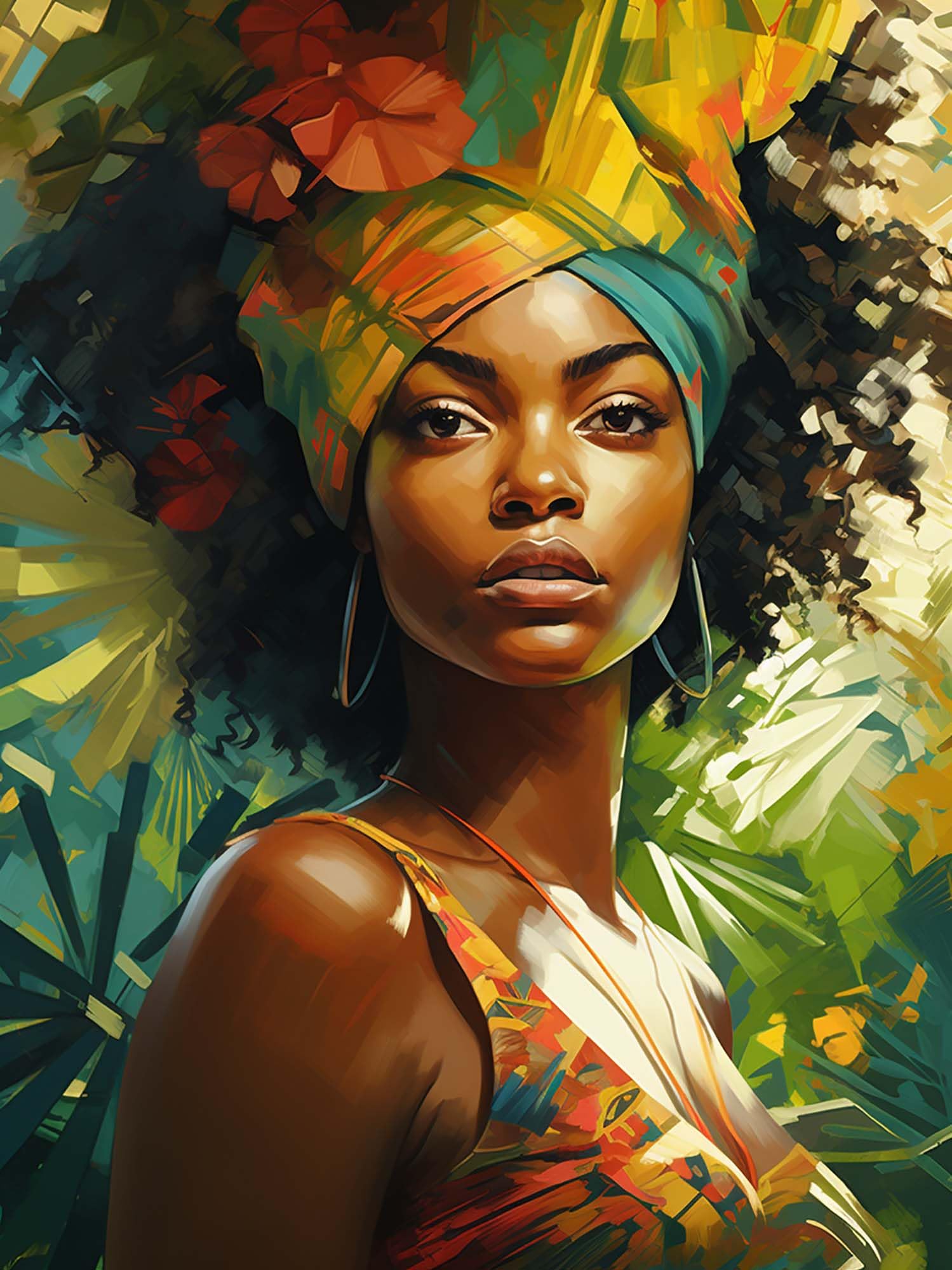 SKRYUIE 5D African Woman Diamond Painting Kits - DIY Diamond Art Kits for Adults African American, Full Round Drill - Crystal Cross Stitch - Adults Craft for Wall &amp; Office Decor - 12x16 inch