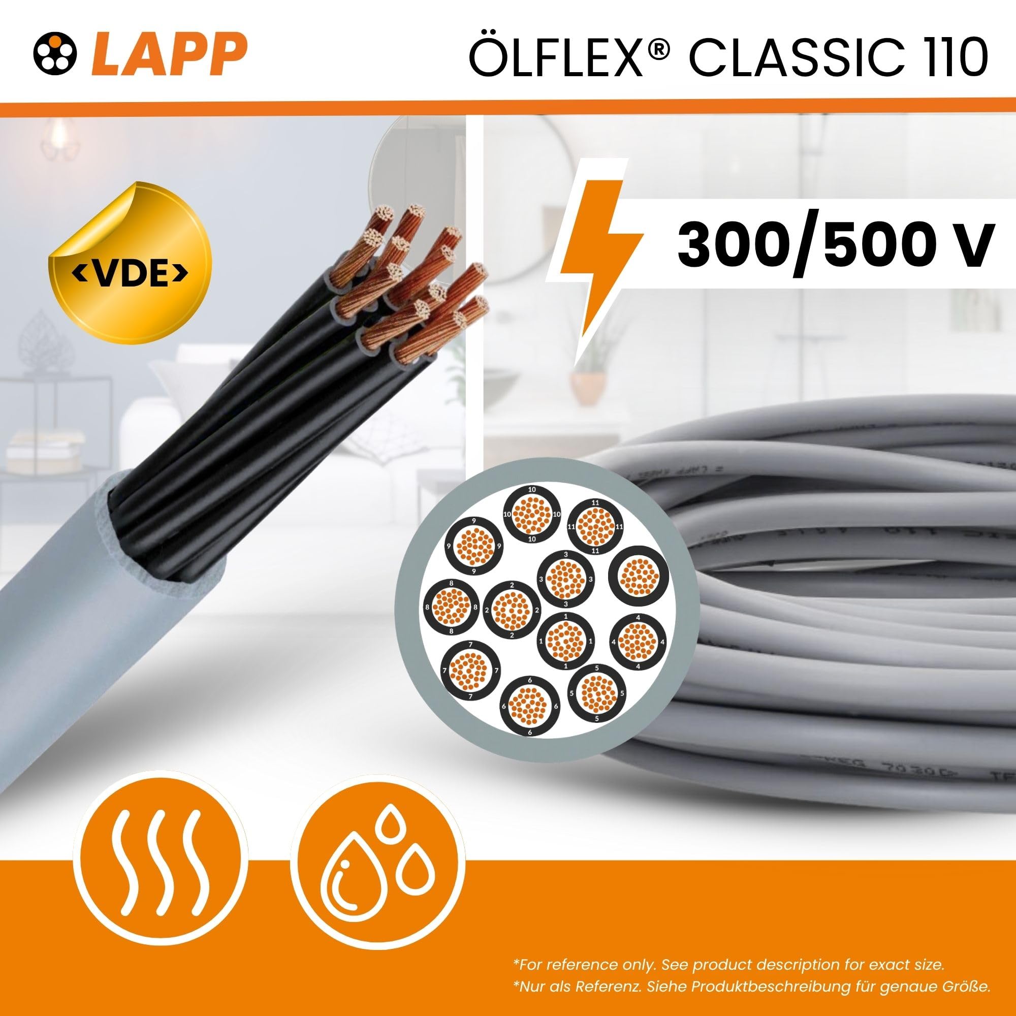 Lapp 10m Ölflex Classic 110 Câble de Commande PVC 12x0,75 mm² Gris | Fil fin à 12 conducteurs numérotés sans terre, 300/500 V, résistant aux huiles et produits chimiques, usage industriel