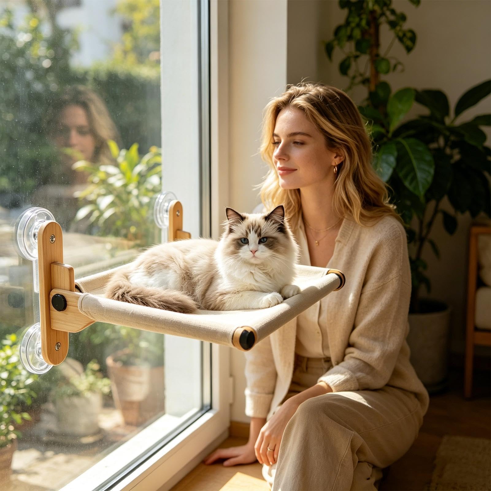 Posatoi per Finestre per Gatti Sedile a da sole | Amaca da finestra per gatto a rete traspirante regolabile multistagionale Appartamento, Balcone, Davanzale, Lato , Casa, e