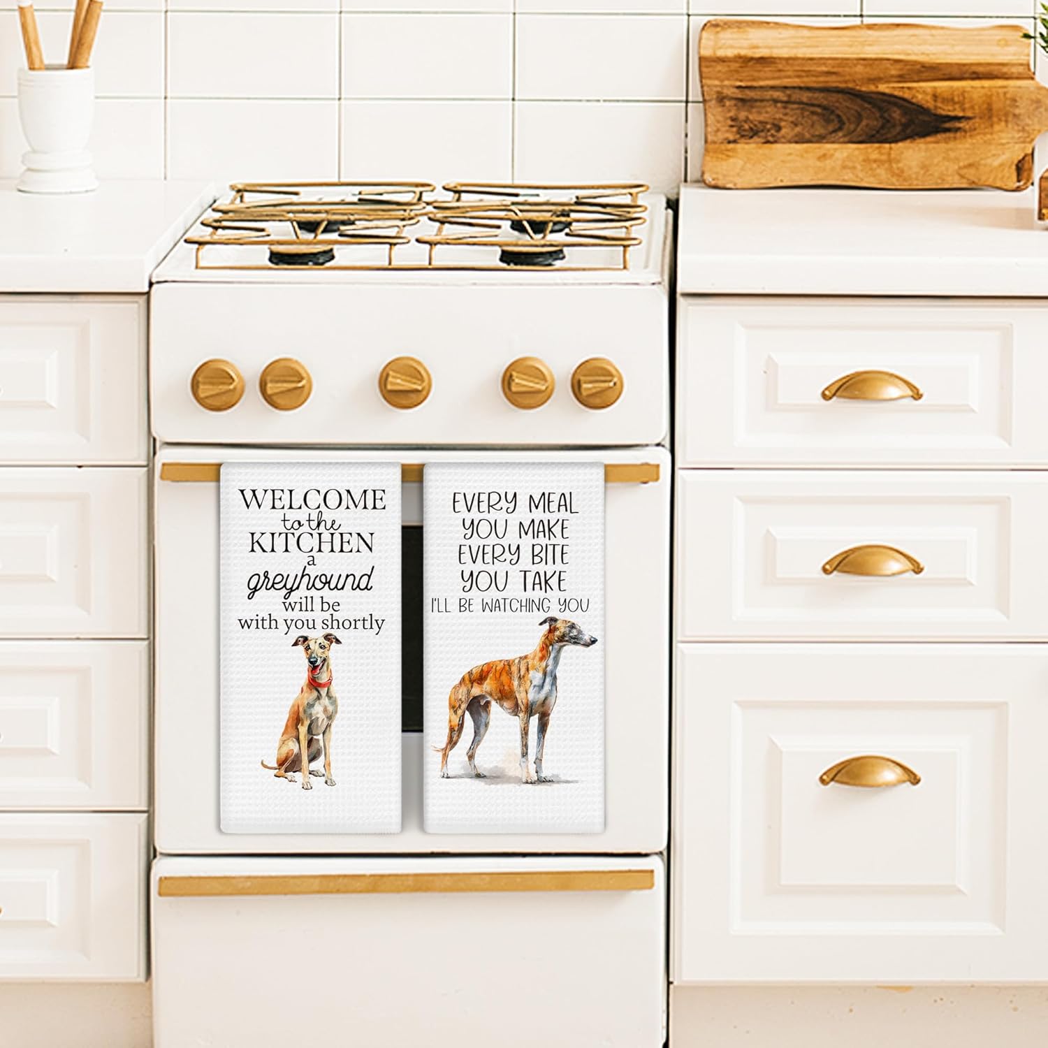 Greyhound Gifts Kitchen Towels Set of 2, Greyhound Gifts for Women, Funny Hand Towel for Kitchen Decor, Christmas Dog Gifts forDog Lovers Owners Moms Dishcloths Dish Towels 16X24 Inches - Image 3