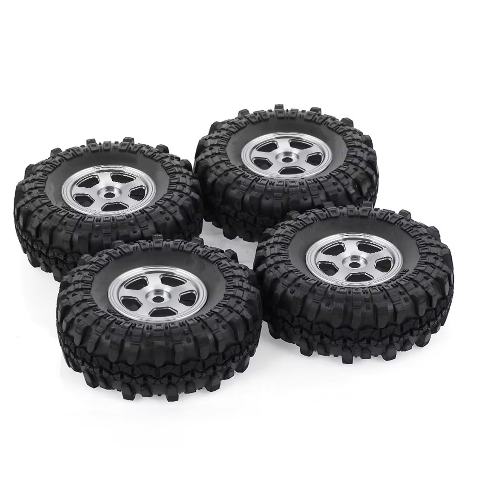 RC Gummireifen Teile Für Axial Für SCX24 90081 Für AXI00001 4PCS 1.0 "49 * 18mm Beadlock Micro Crawler Rad Felgen Reifen Set Für 1/24 RC Crawler Auto