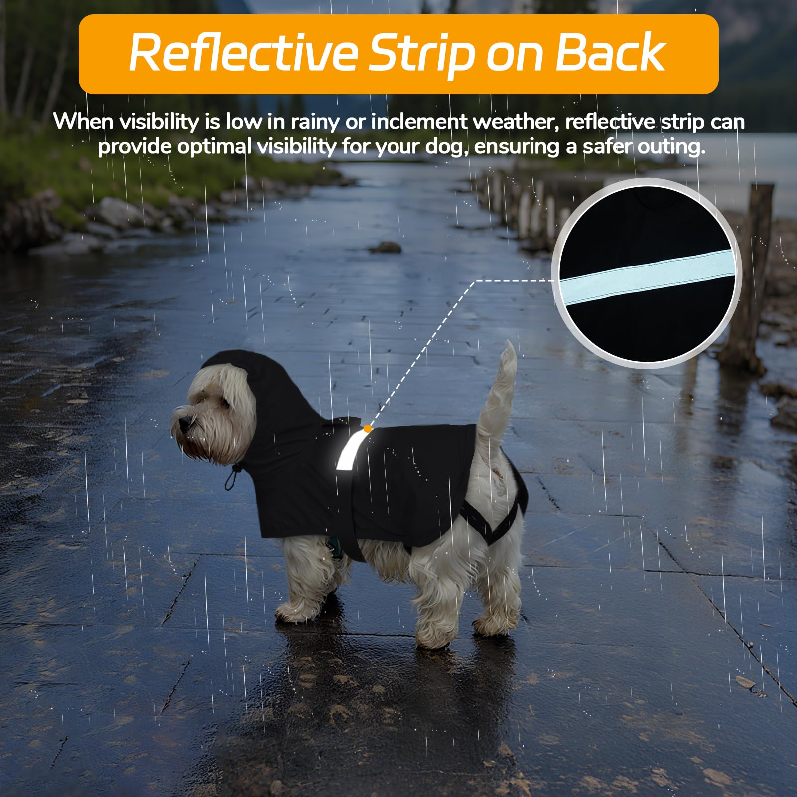 Lelepet Dog Raincoat, Waterproof Rain Coat for Large Dogs Windproof Poncho with Adjustable Rear Legs Straps - Image 4