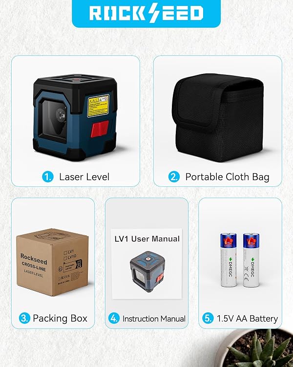 Laser Level, RockSeed Cross Line Laser with Self-Leveling, Vertical and Horizontal Line, Rotatable 360 Degree, Carrying Pouch, Battery Included (LV1G) by RockSeed - Image 8