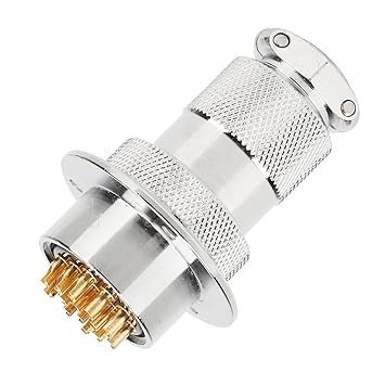 Wedinard Aviation Plug Socket, Copper Plated Silver Connector Small Size Aviation Plug Socket Connector for Machinery for Data Collection 14 Pin