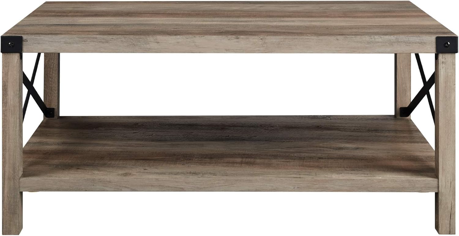 Walker Edison Sedalia Modern Farmhouse Metal X Coffee Table, 40 Inch, Grey Wash : Everything Else