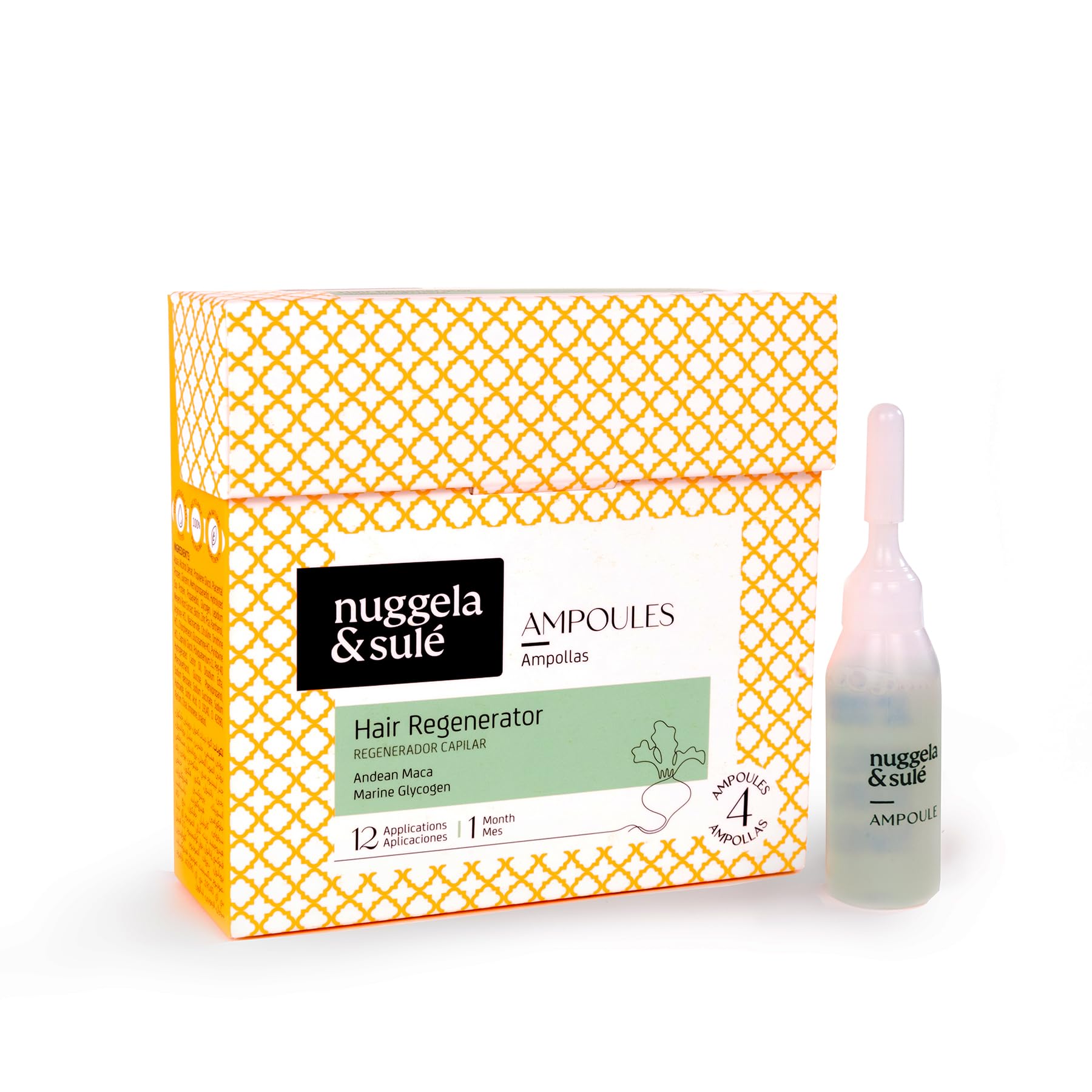 Nuggela & Sulé Ampollas Regeneradoras. Aumenta la densidad de cabellos y su grosor. Especial para zonas despobladas. 4 x 10ml Tratamiento 4 semanas