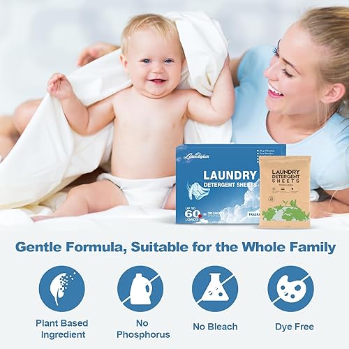 Miniatura 4 de Hojas de detergente para ropa, tiras de detergente ecológicas e hipoalergénicas, ingredientes naturales, ultraconcentradas, listas para viajar, sin
