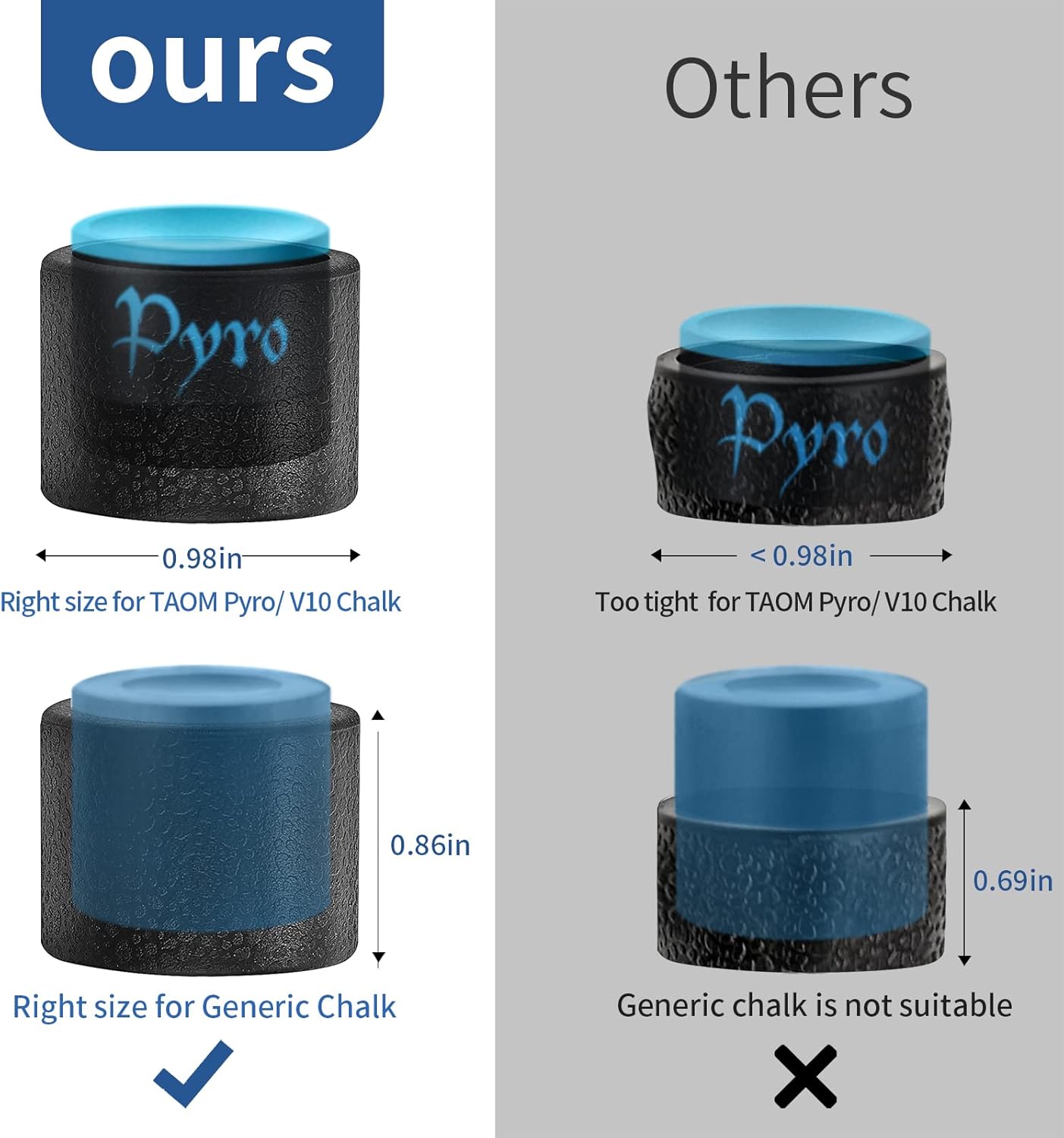 Wall Mounted Pool Hand Chalk Holder & TAOM V10 Chalk Holder