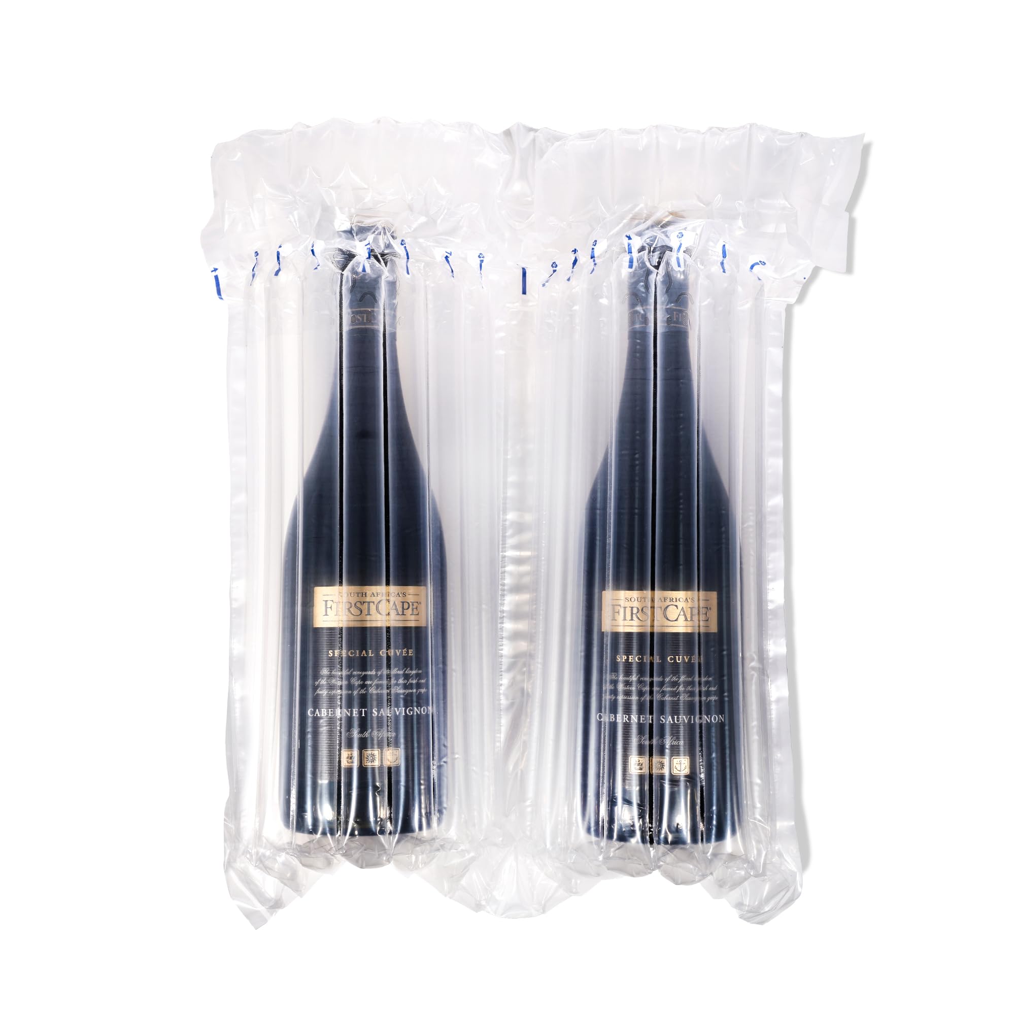 Inflatable Twin Bottle Packaging Bags - Protective Wine and Beverage Air Cushion Sleeves for Shipping Secure Travel Inflatable Air Bag Bubble Wrap Alternative without Hand Pump (50 Bags)