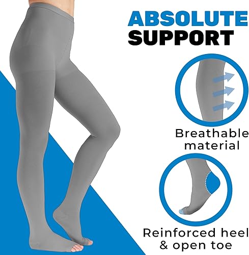 Miniatura 24 de Absolute Support - Medias de compresión opacas con puntera abierta, firme apoyo, 20-30 mmHg, M