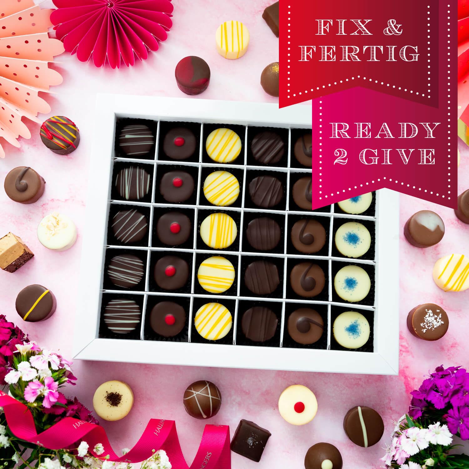 Hallingers Genuss Manufaktur Pralinen Dankeschön-Geschenk - ohne Alkohol, handmade aus Confiserie-Edelkakao in wertiger XXL-Geschenkbox "Dankeschön", Geschenkidee für Frauen Männer