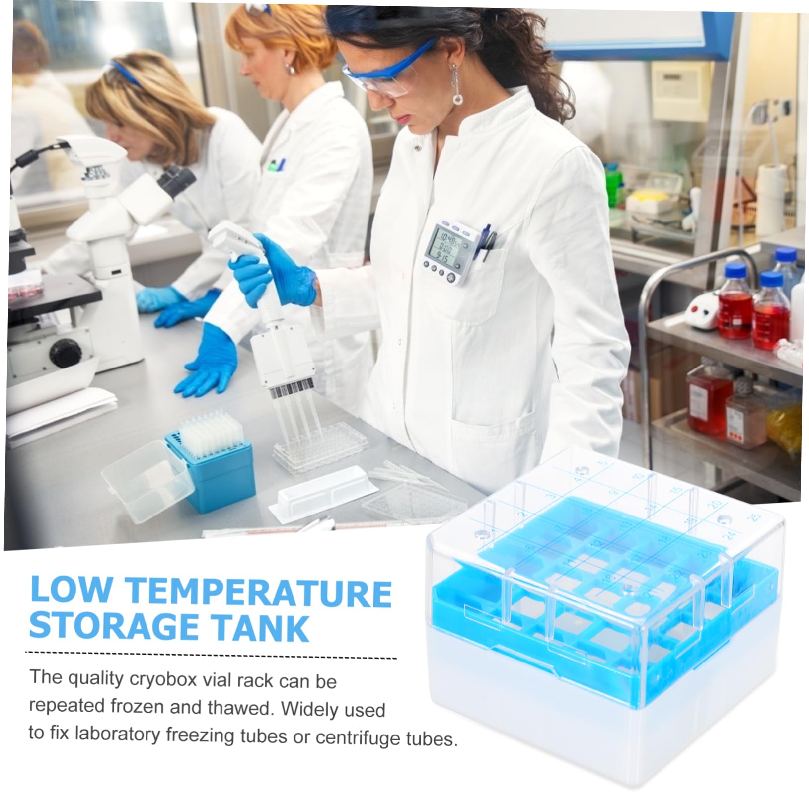 CIYODO 2pcs Tube Box Tube Rack Lab Vial Rack Ab Test Tube Holder Mini Test Tube Experiment Supplies Tube Organizer Sample Tubes Cryobox Rack Tubes Freezer Boxes Test Tubes Boxs Bins