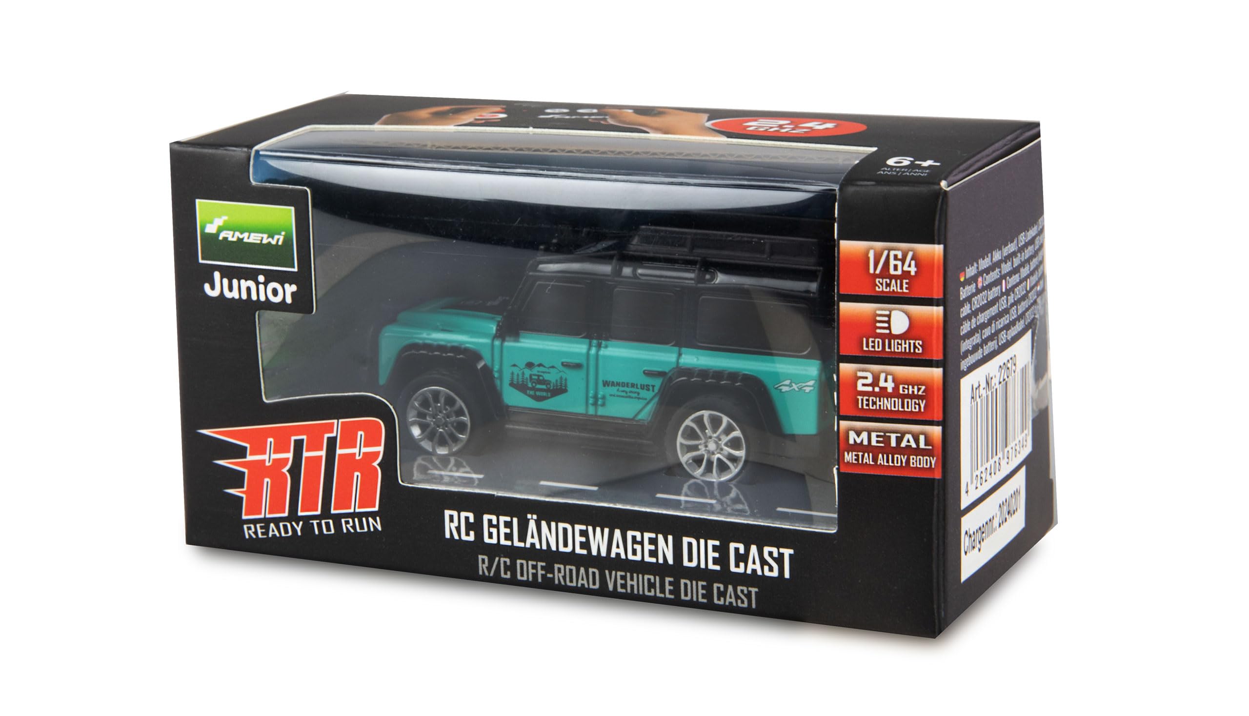Amewi RC samochód terenowy Die Cast zdalnie sterowany 1:64 RTR Petrol