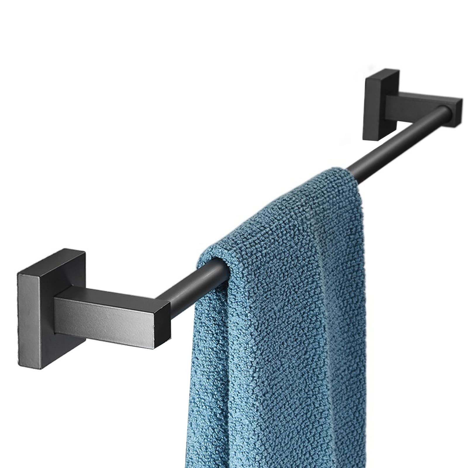 Portasciugamani Singolo, Appendiabiti A Torre Quadrata 40 Cm-80 Cm Mensola Porta Asciugamani in Acciaio Inossidabile SUS 304 Fissata A Parete per Hardware Bagno E Cucina, Nero (Dimensioni :