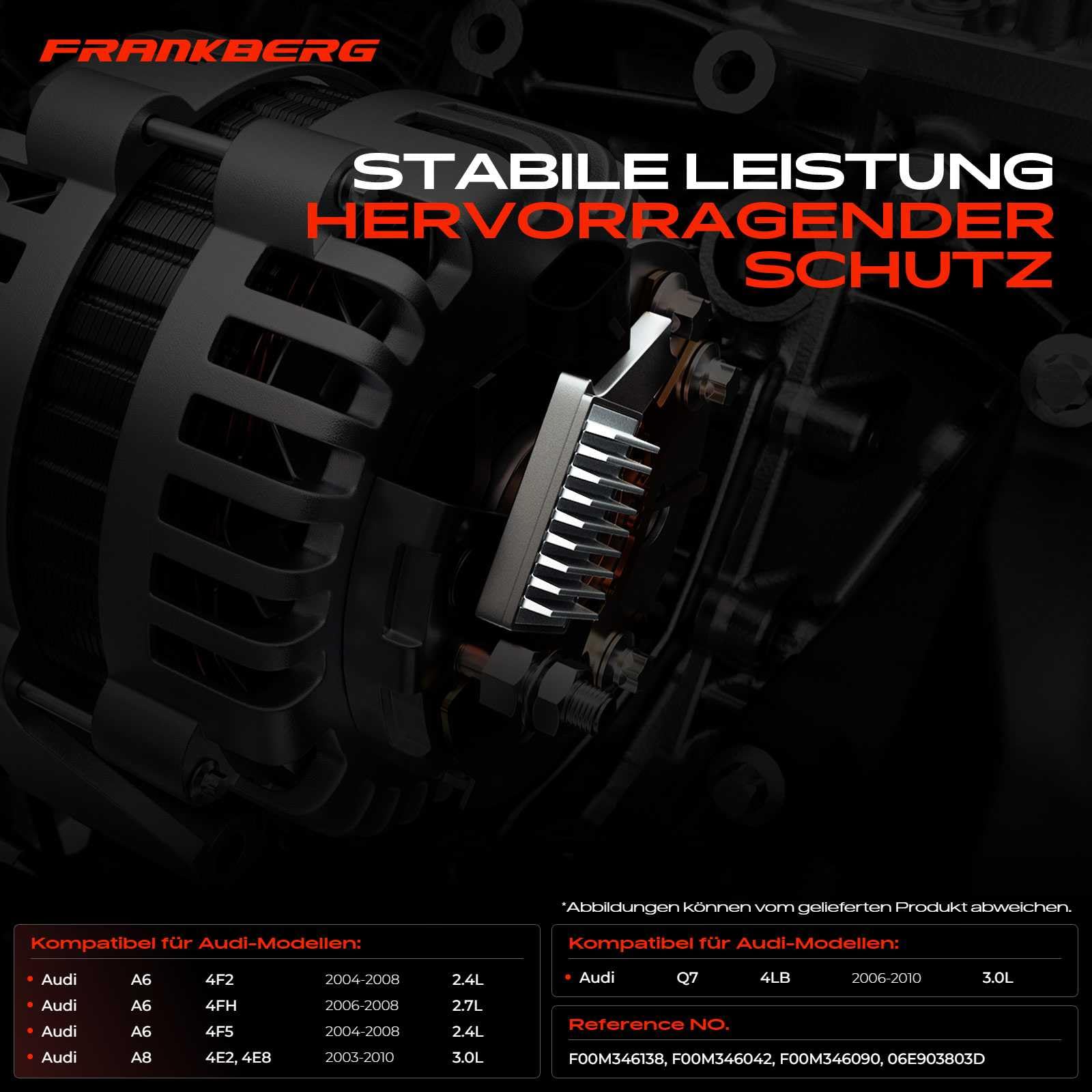Frankberg Lichtmaschinenregler Generatorregler 1-polig Kompatibel mit Q7 4LB A6 Avant 4F5 A6 4F2 A6 Allroad 4FH A8 4E2 4E8 Replace# F00M346138