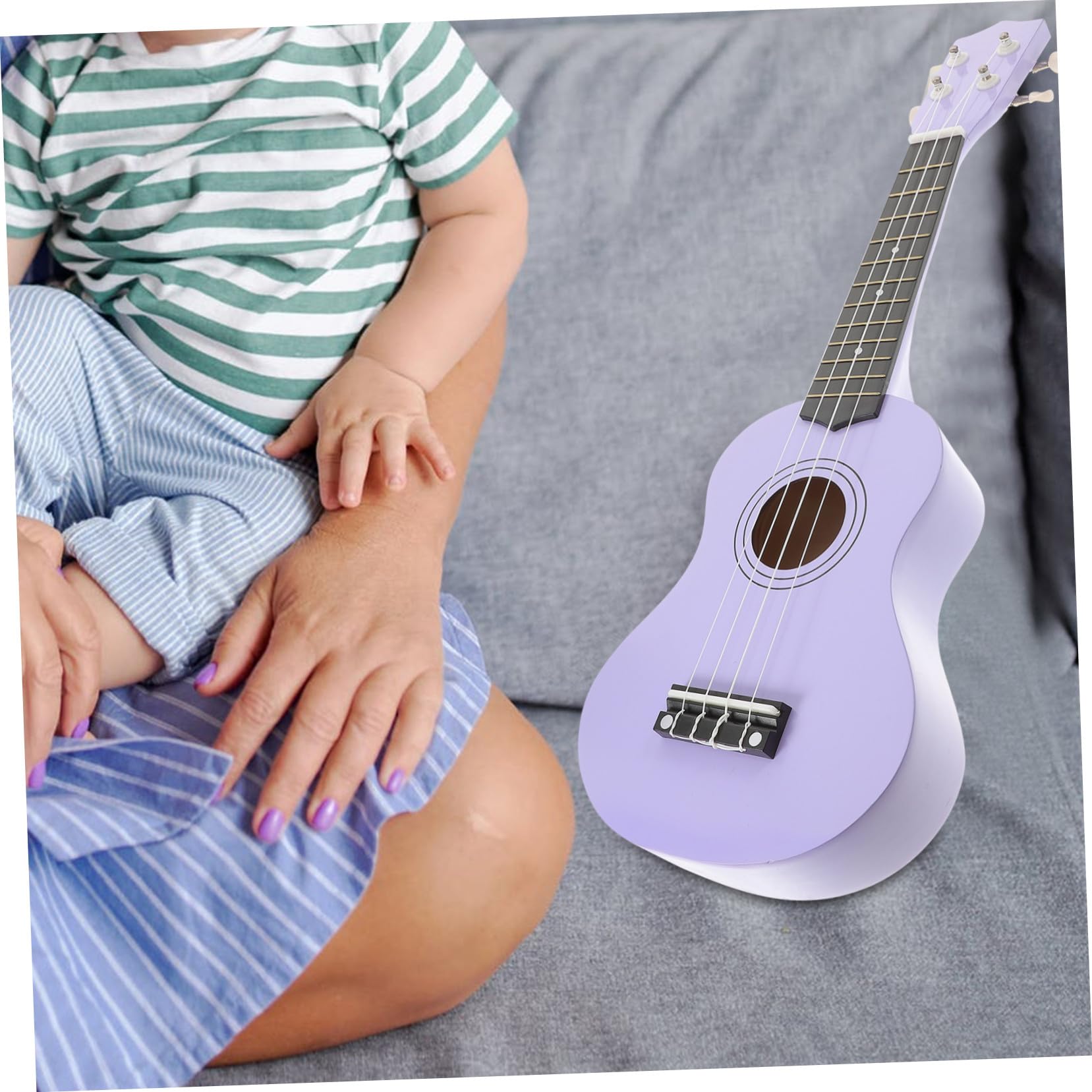 Alasum Ukelele 21 Pulgadas de Madera, Juguete Musical Infantil Guitarra Simulada, Superficie Pulida y Bordes sin Rebabas, Obsequio