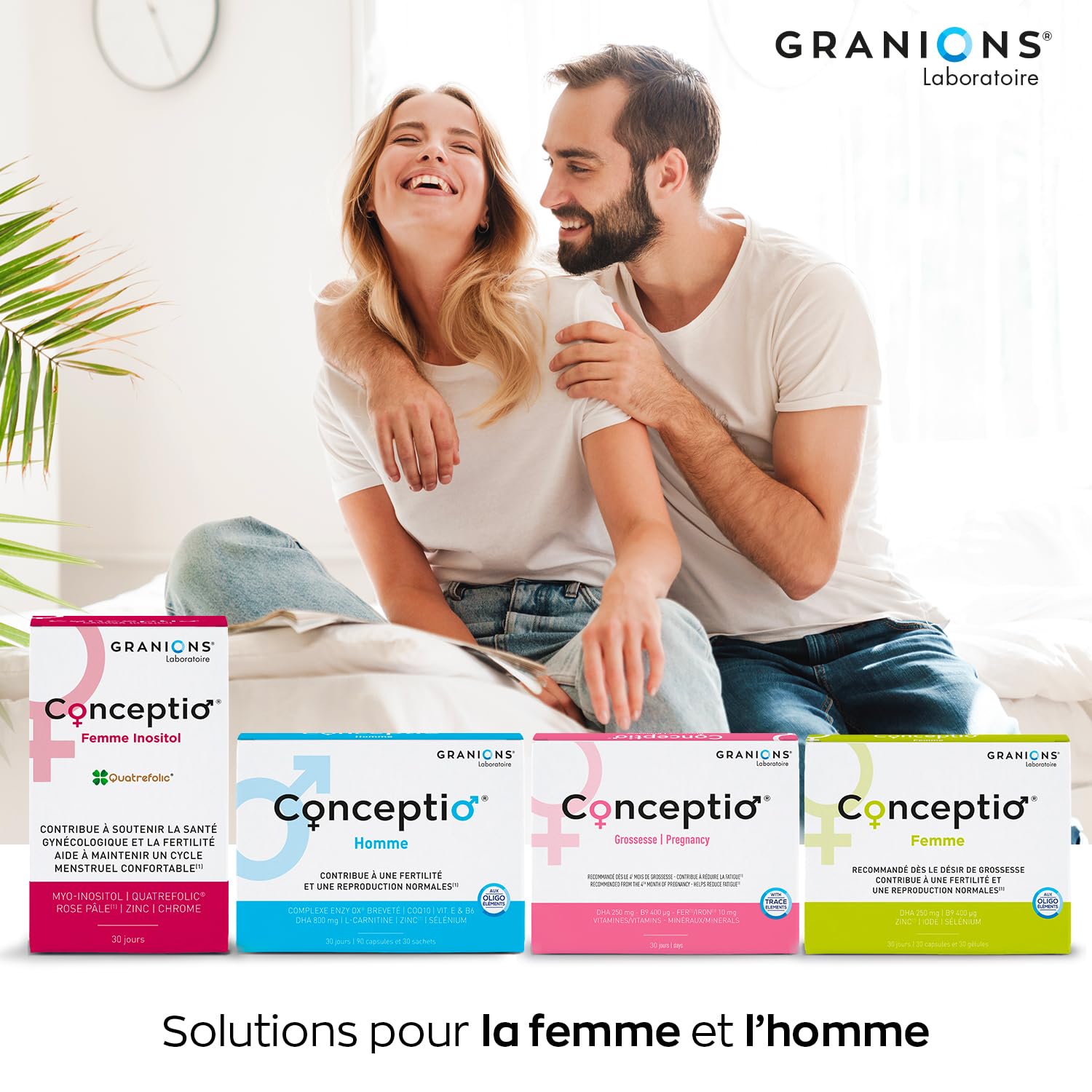 GRANIONS | Duo Conceptio Homme + Conceptio Femme | Contribue à la fertilité du couple | Vitamines, Acide Aminés, Acide Gras (Dha), Oligoéléments | Marque Française | Programme De 30 Jours
