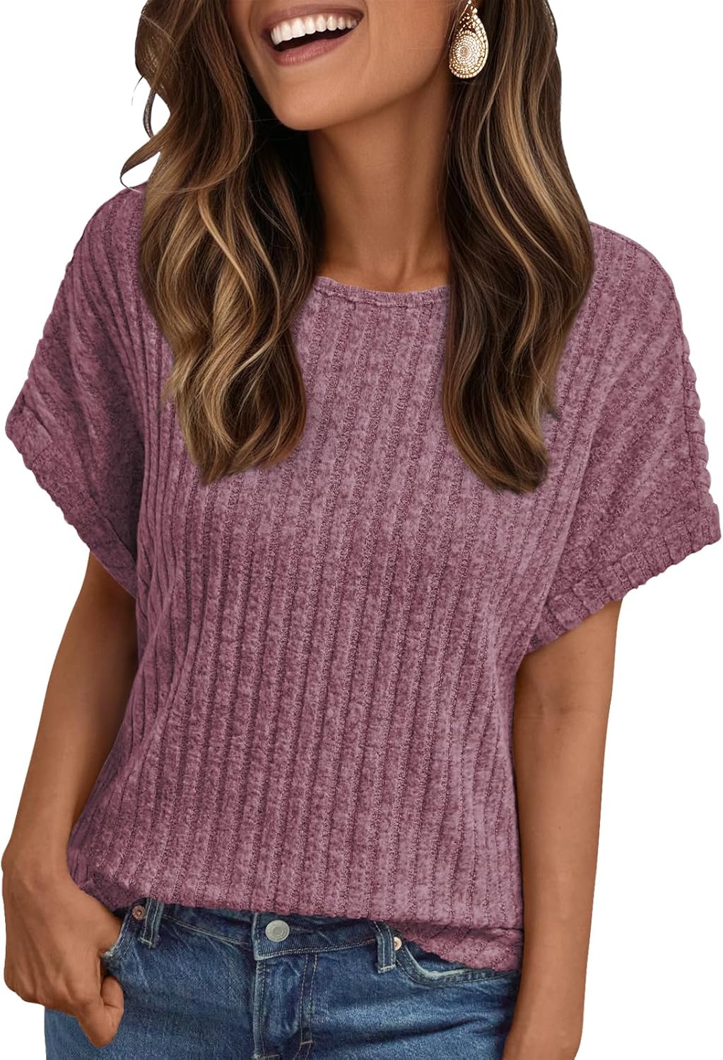 LILLUSORY Women Short Sleeve T Shirt Summer Sweater Dressy Casual Blouse Business Top Work Clothing