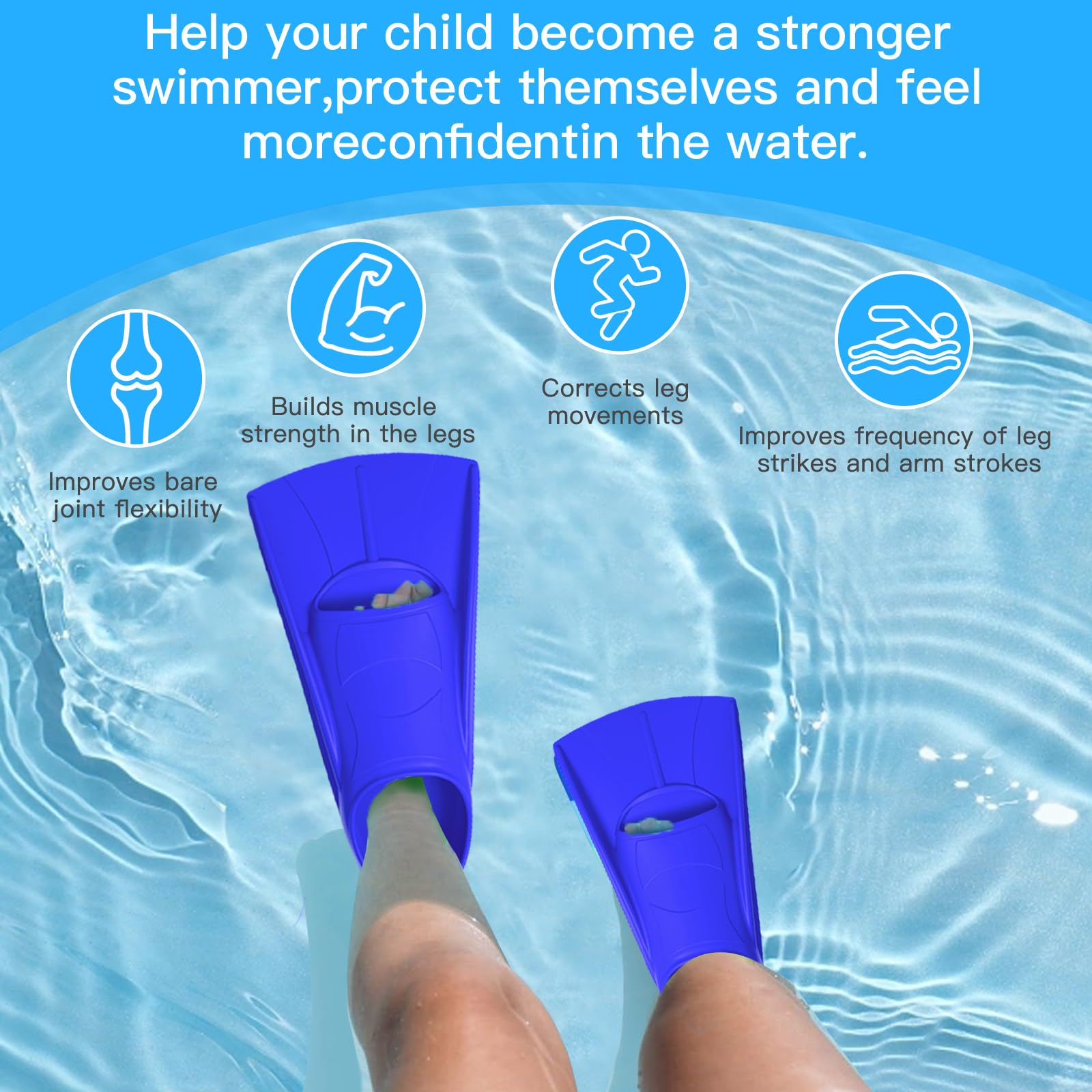 Aletas de Natación Cómodas de Silicona para Niños, Cortas Aletas Natacion para Snorkel y Entrenamiento de Natación, Unisex Aletas Cortas Natacion para Niños