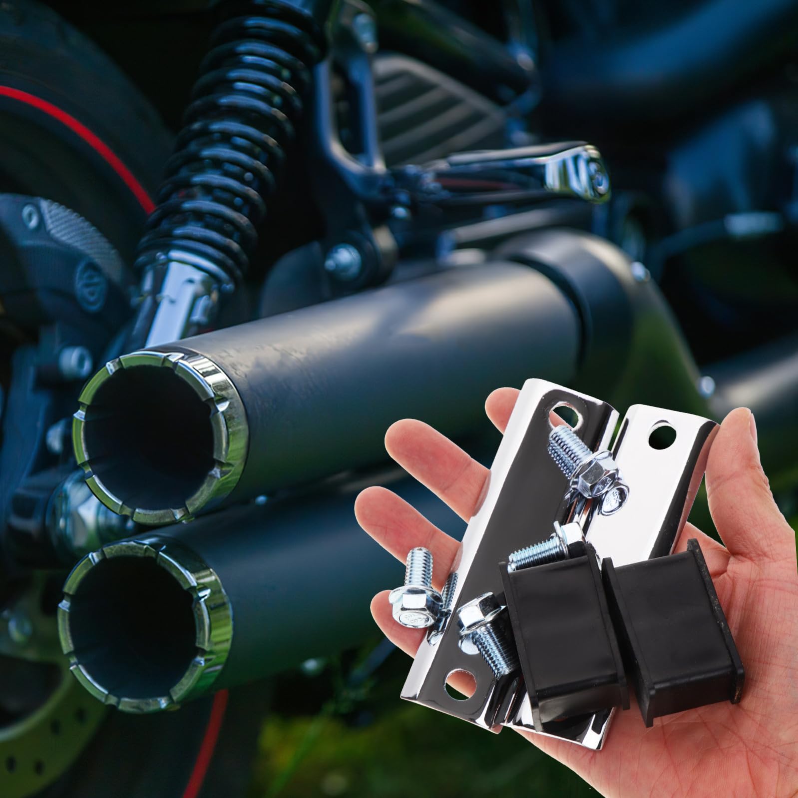STOBAZA Supporto per Staffa di Scarico Moto in Metallo e Gomma, Riduce Rumore e Facile da Installare, Adatto per Harley Touring Glide, Ammortizzatore Antiurto
