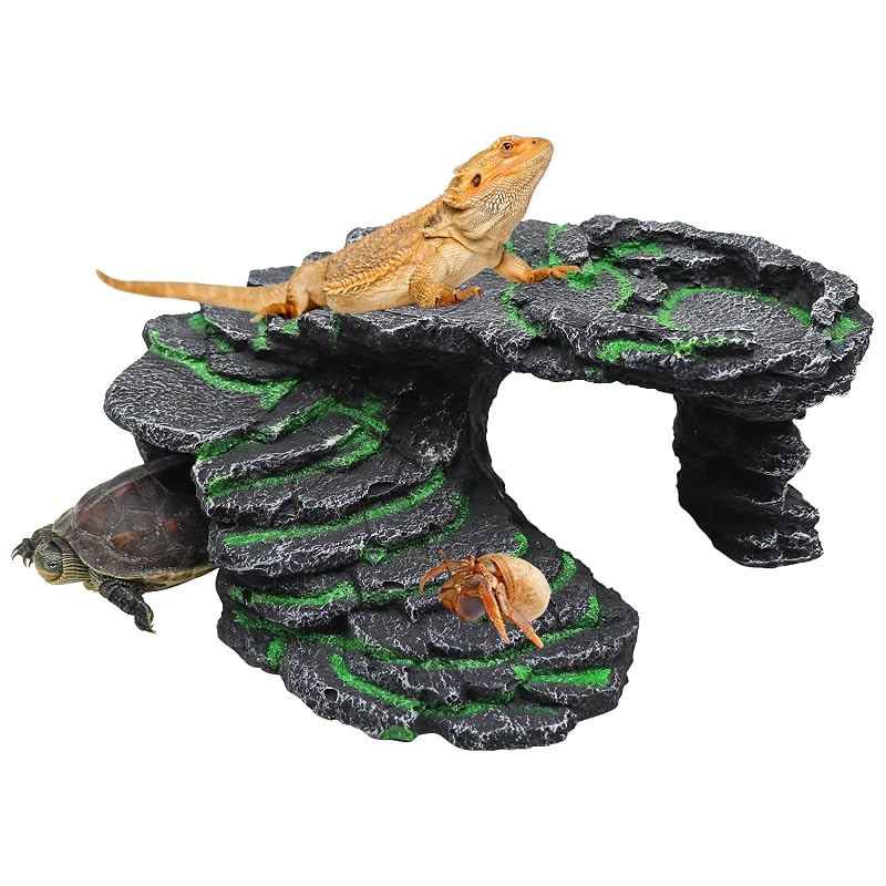 Esconderijo para Répteis em Resina Neeenn, Caverna Decorativa para Terrário e Aquário, 24 x 20,5 x 9,5 cm