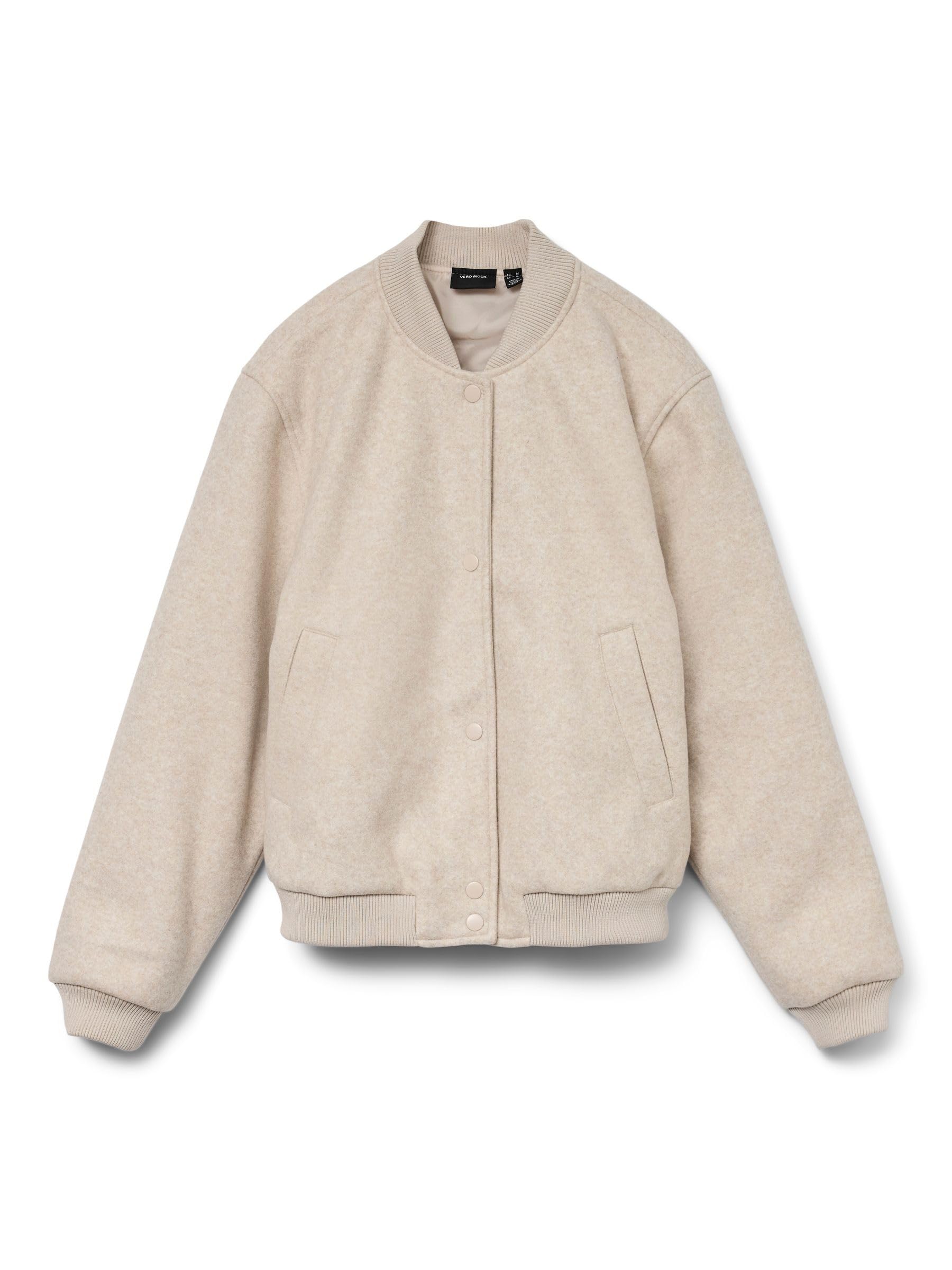 VERO MODA Ga Noos Women's Vmfortune Short Bomber Jacket, Oatmeal, M