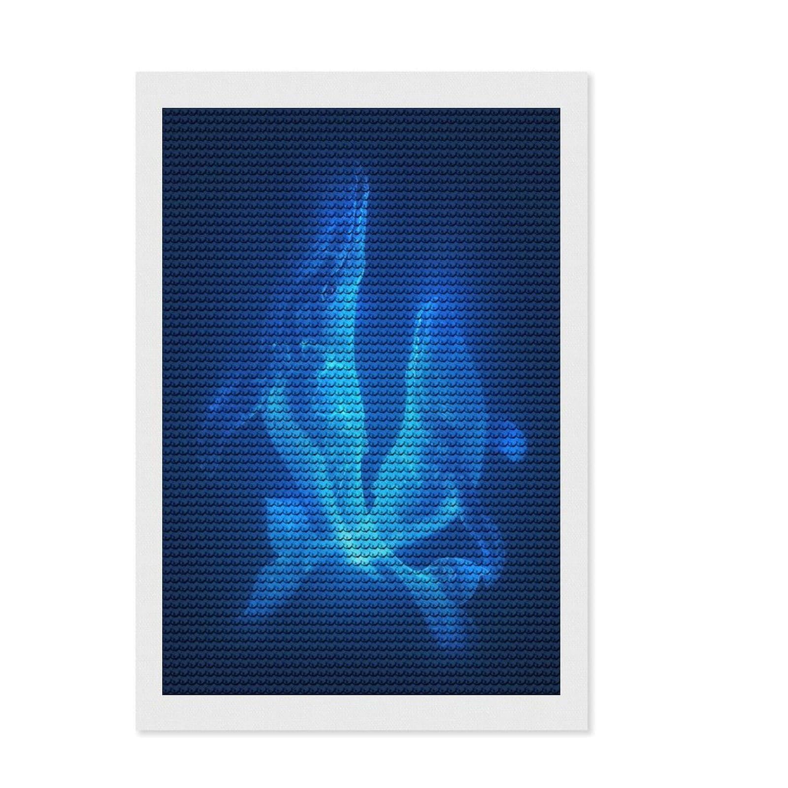 Junmoney Luminous Leviathans Diamond Painting Set 8"x12", Adhesive Canvas, Finish and Display, Office Decor, Birthday Gift, Sparkling Round Gems