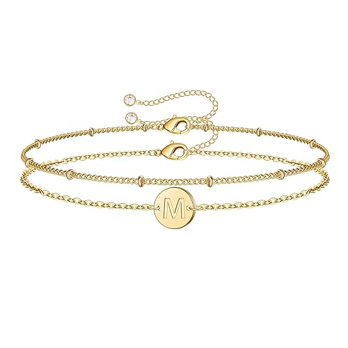 MONOZO Gold Initial Bracelets for Women Girls Jewelry Gifts -