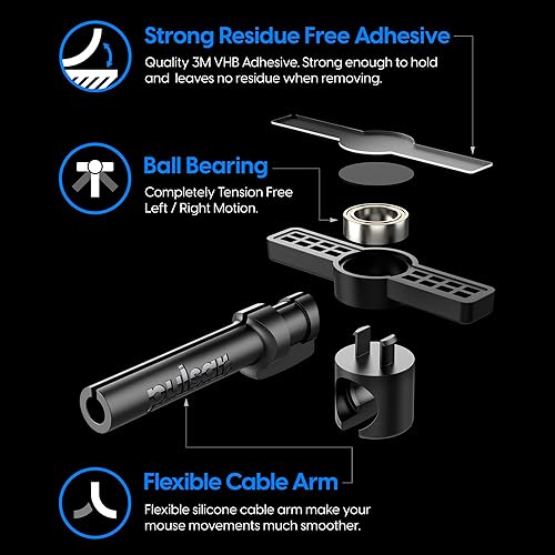 Miniatura 5 de Pulsar Gaming Gears - Micro Bungee ES  Soporte de ratón con cable sin arrastre - Movimiento libre en tu escritorio - Tamaño súper compacto -