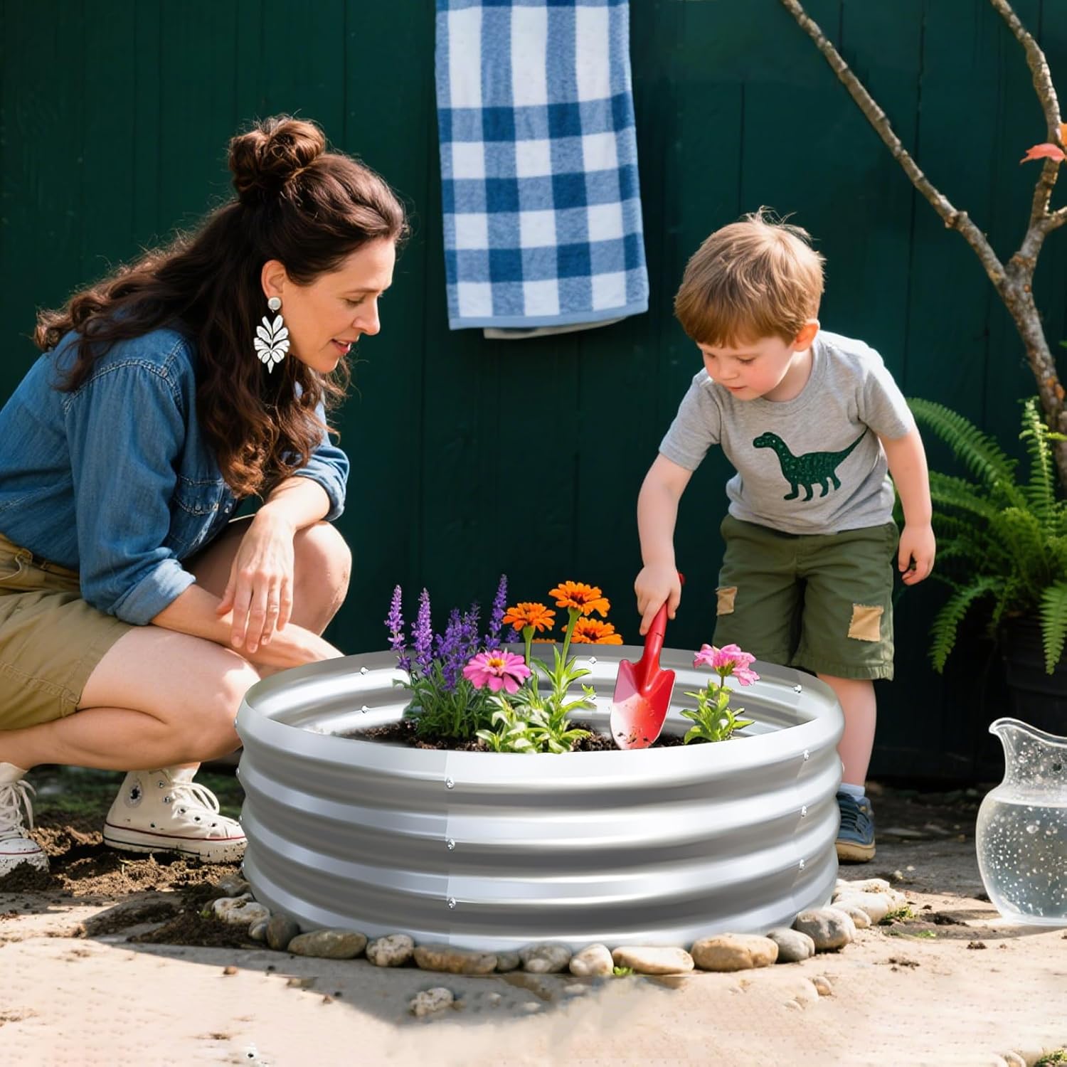 Galvanized Garden Bed Kit for Vegetables/Herbs/Flowers, Raised Planter Box, Outdoor, 2 Pack 2x2x1 Ft