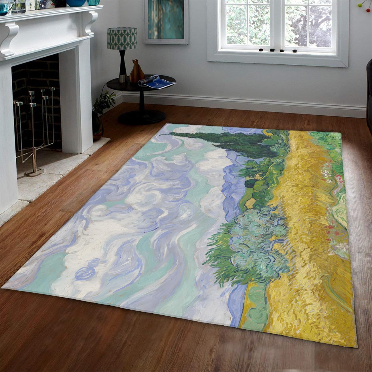 Tapis lavable 120x150 antidérapant et ultra résistant aux taches pour salon