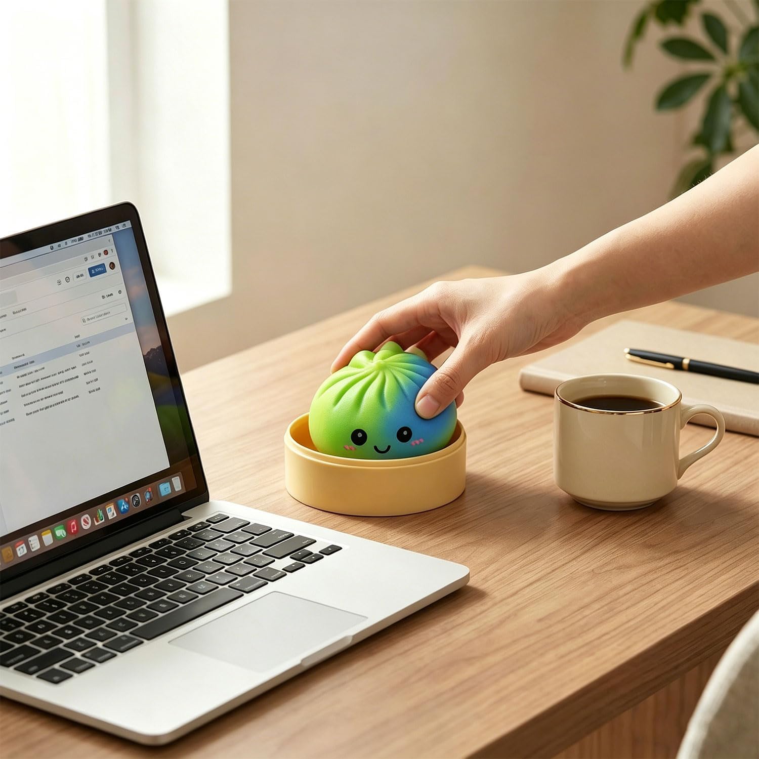 2pcs Colorful Dumpling Toy with Steamer Box Funny Squeeze Dough Stress Ball Realistic Steamed Bun Fidget Sensory Toy for Desk Anxiety Relief Calming Travel Accessory Gift