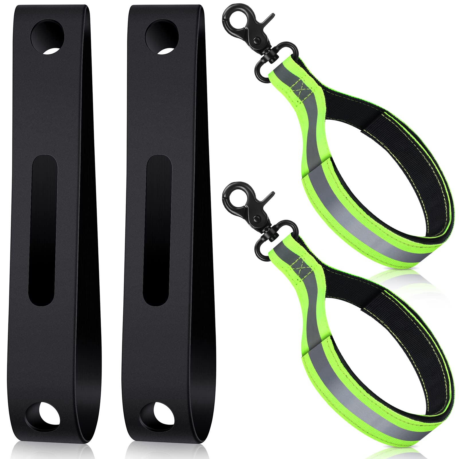 Oudain 4 Piece Firefighter Helmet Glove Safety Strap Bands with Reflective Trim Glow in the Dark and Rubber Helmet Band Compatible with Most Fire Helmets, Transforming the Safety of Firefighter